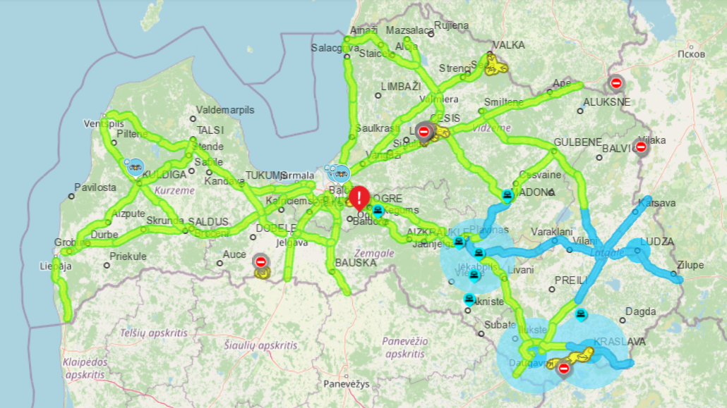 Situācija uz Latvijas autoceļiem 26.10 plkst. 18:30. Foto: lvceli.lv Situācija uz Latvijas autoceļiem 26.10 plkst. 18:30. Foto: lvceli.lv
