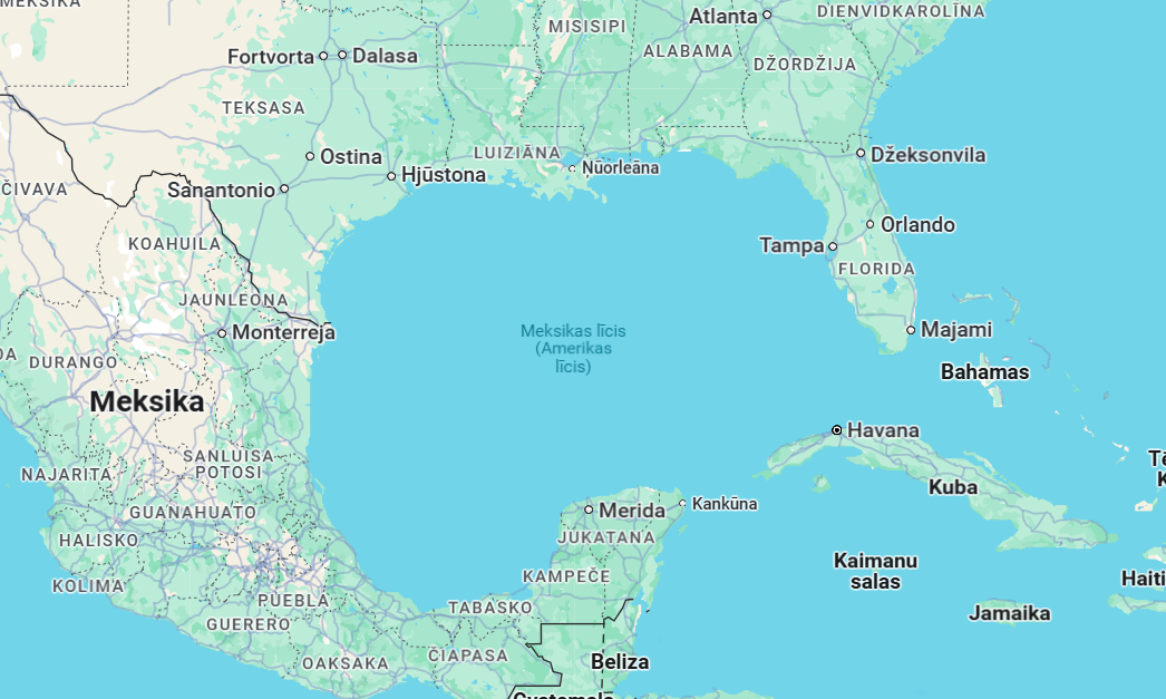 Meksikas (tagad Amerikas) līcis. Foto: Ekrānšāviņš no Google Maps Meksikas (tagad Amerikas) līcis. Foto: Ekrānšāviņš no Google Maps