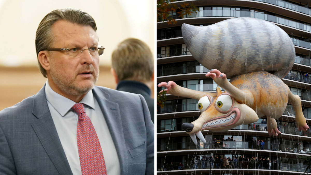Ainārs Šlesers un vāvere no "Ledus laikmeta". Foto: Zane Bitere/LETA/REUTERS/Andrew Kelly/Scanpix Ainārs Šlesers un vāvere no "Ledus laikmeta". Foto: Zane Bitere/LETA/REUTERS/Andrew Kelly/Scanpix