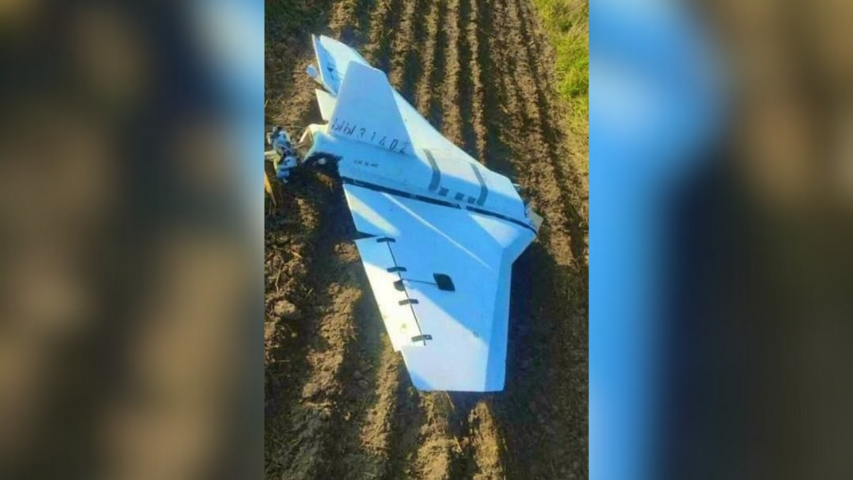 Viens no droniem, kas šonakt ielidoja Polijā no Baltkrievijas un Krievijas puses. Foto: Ukrainas prezidenta Volodimira Zelenska "Telegram" kanāls Viens no droniem, kas šonakt ielidoja Polijā no Baltkrievijas un Krievijas puses. Foto: Ukrainas prezidenta Volodimira Zelenska "Telegram" kanāls