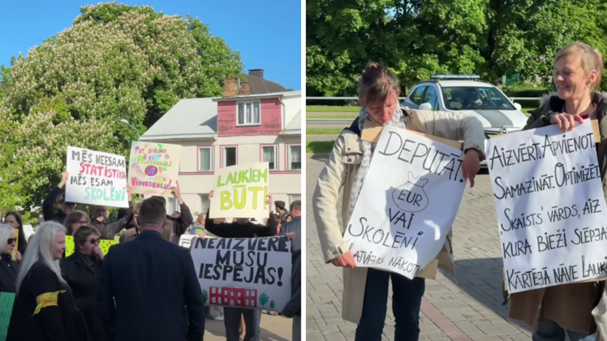 Pikets pret izmaiņām skolu tīklā Bauskas novadā, 28. maijā. Foto: Ekrānuzņēmumi/Bauskas Dzīve/Facebook Pikets pret izmaiņām skolu tīklā Bauskas novadā, 28. maijā. Foto: Ekrānuzņēmumi/Bauskas Dzīve/Facebook