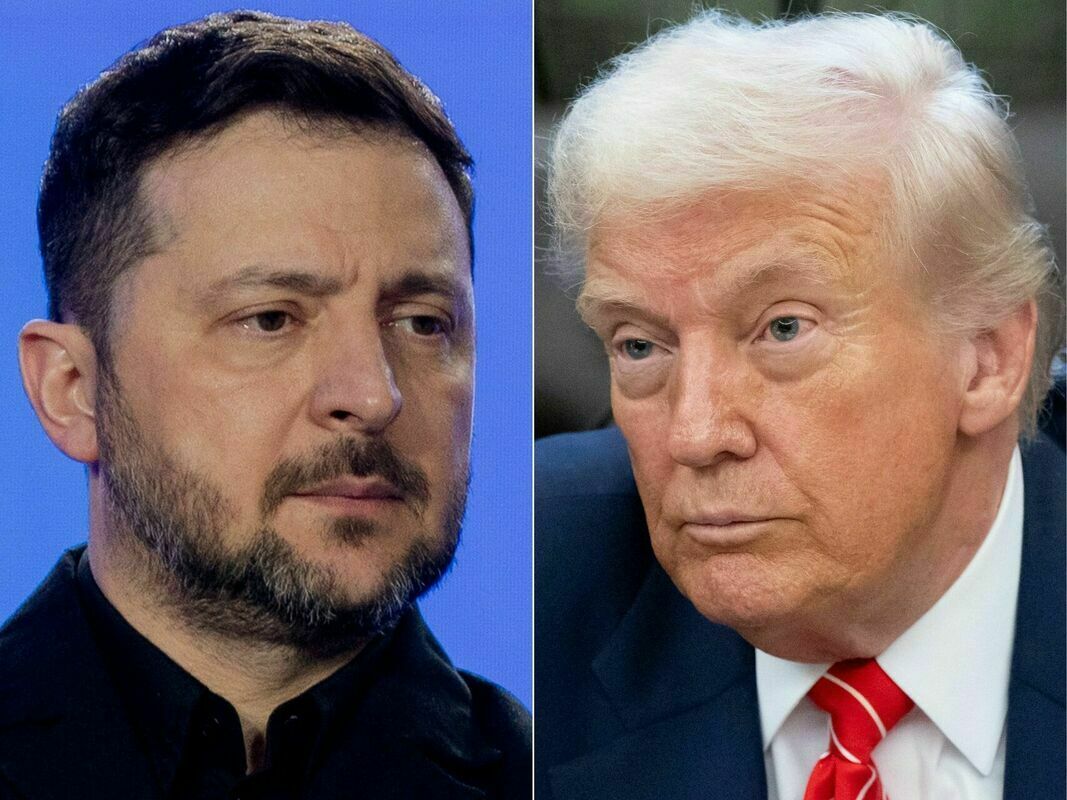 (no kreisās) Volodimirs Zelenskis un Donalds Tramps. Foto: Tetiana DZHAFAROVA and SAUL LOEB / AFP / Scanpix (no kreisās) Volodimirs Zelenskis un Donalds Tramps. Foto: Tetiana DZHAFAROVA and SAUL LOEB / AFP / Scanpix