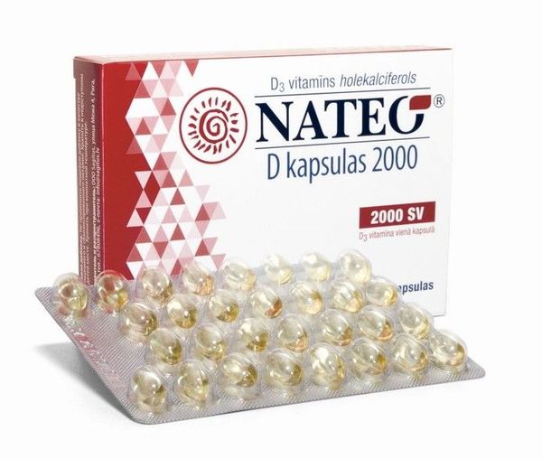 www.dvitamins.lv Dabiskas izcelsmes D vitamīns Nateo D kapsulas 2000	