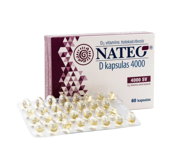 www.dvitamins.lv Nateo D vitamīns 4000 kastīte un eļļas kapsulas