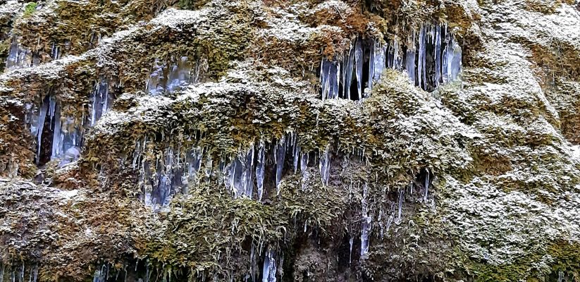 Sasalis ūdenskritums, Mazais Raunas Staburags ziemā, lāstekas, foto: 1188