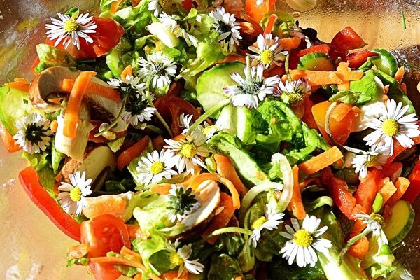 Ziedi salātos, Image by Jenny Shead from Pixabay 
