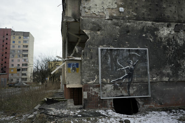 Benksija darbi Kijivā. Foto: AP/Scanpix