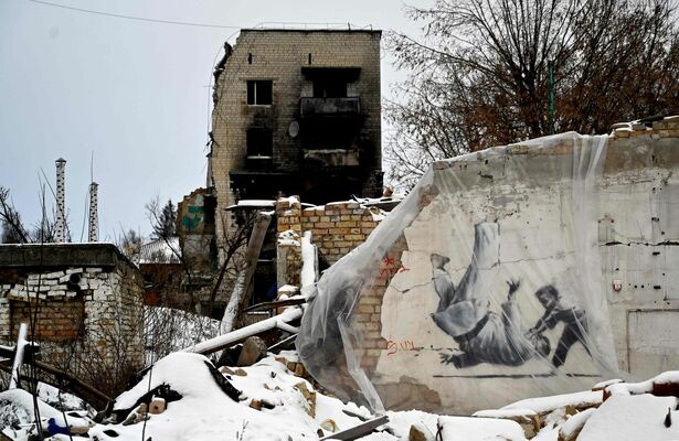 Benksija darbi Kijivā. Foto: AP/Scanpix