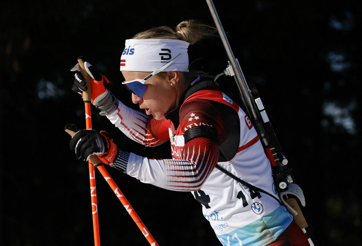 Latvijas biatloniste Baiba Bendika. Foto: Reuters/Scanpix