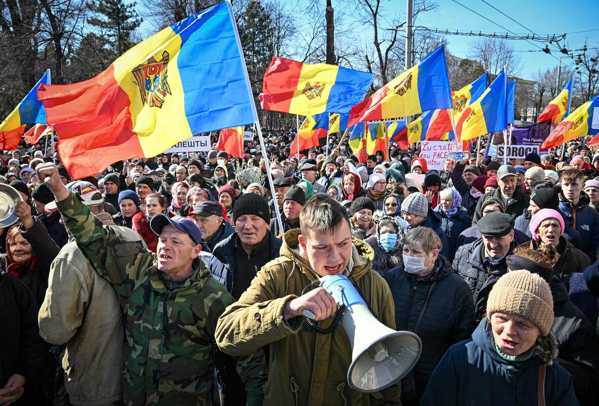 Demonstrācijas Moldovā. Foto: Daniel MIHAILESCU / AFP