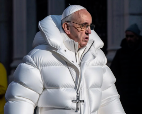 Mākslīgā intelekta veidotas bildes ar pāvestu Francisku. Foto: Midjourney/Reddit