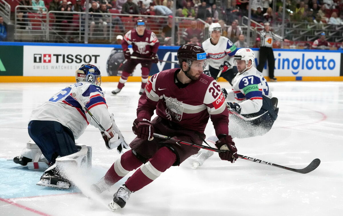 Pasaules hokeja čempionāta spēle starp Latvijas un Norvēgijas valstsvienībām "Arēnā Rīga". Foto: Edijs Pālens/LETA