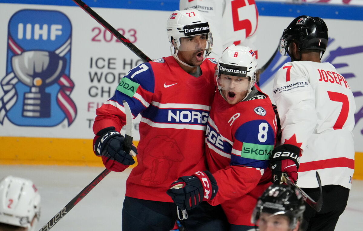 Norvēģijas hokejisti. Foto: Edijs Pālens/LETA