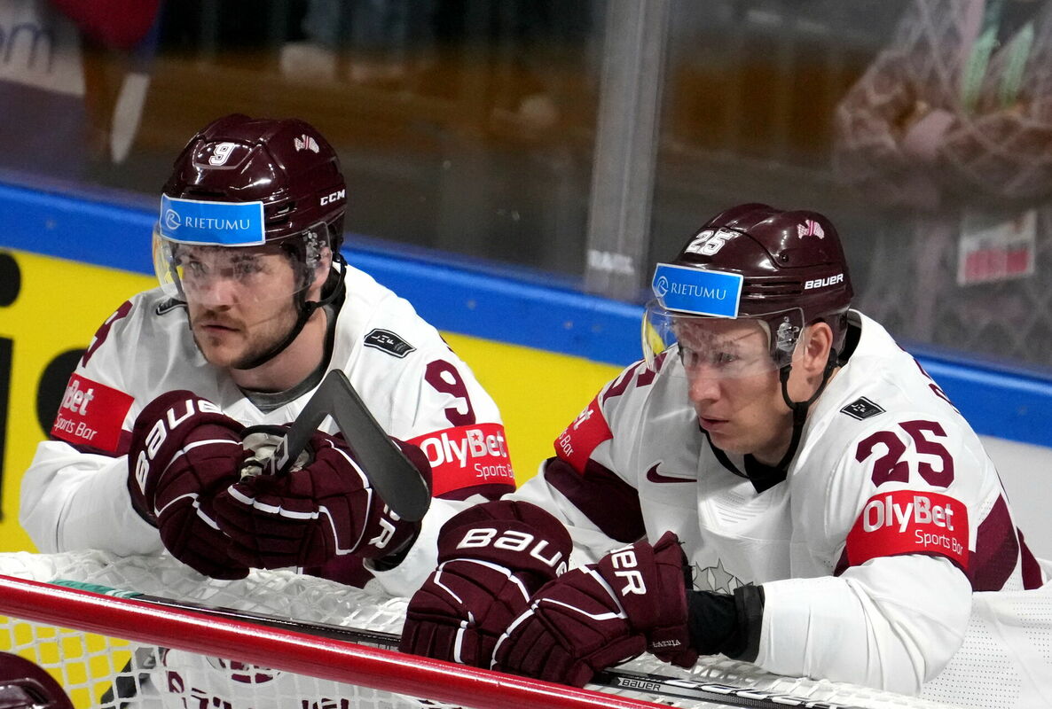 Latvijas hokejisti. Foto: Edijs Pālens/LETA
