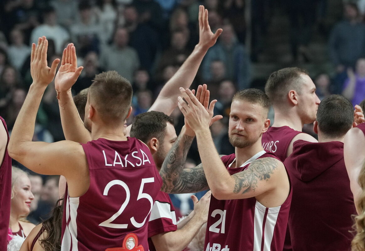 Latvijas basketbola izlase. Foto: Evija Trifanova/LETA