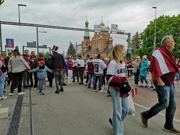Latvijas hokeja fani Tamperē. Foto: 1188.lv