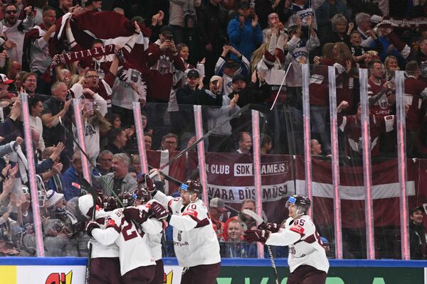 Latvijas hokeja izlase. Foto: Jonathan NACKSTRAND/AFP