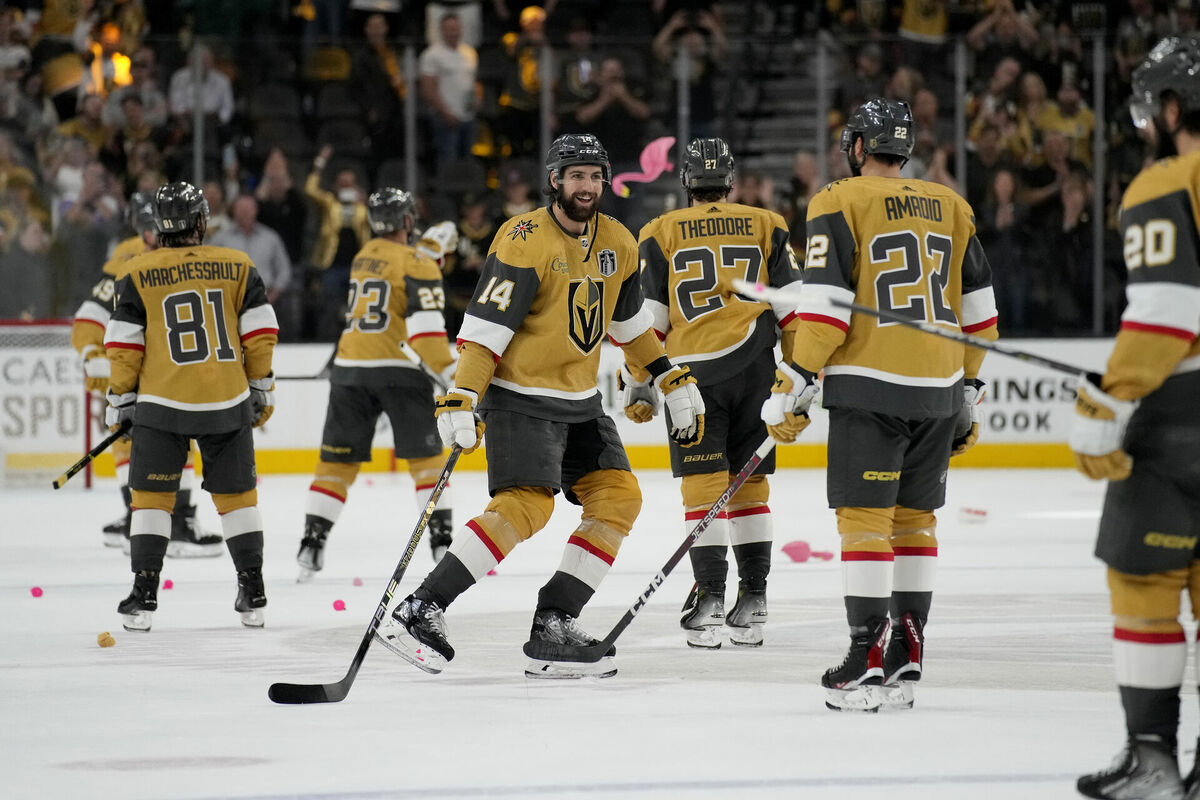 Vegasas "Golden Knights" hokejisti. Foto: AP Photo/John Locher