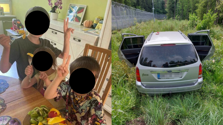 Bērni, kurus no Kauņas bērnu labklājības centra nolaupīja viņu vecāki. Foto: Lietuvas policija/Lietuvas robežsardze