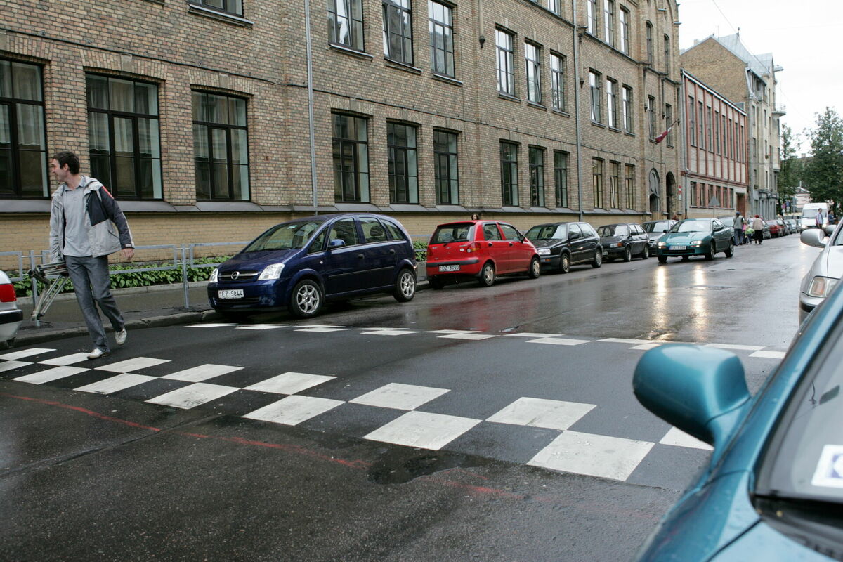 Ātruma ieribežojuma valnis ("guļošais policists") Visvalža ielā. Foto: Gatis Dieziņš/LETA
