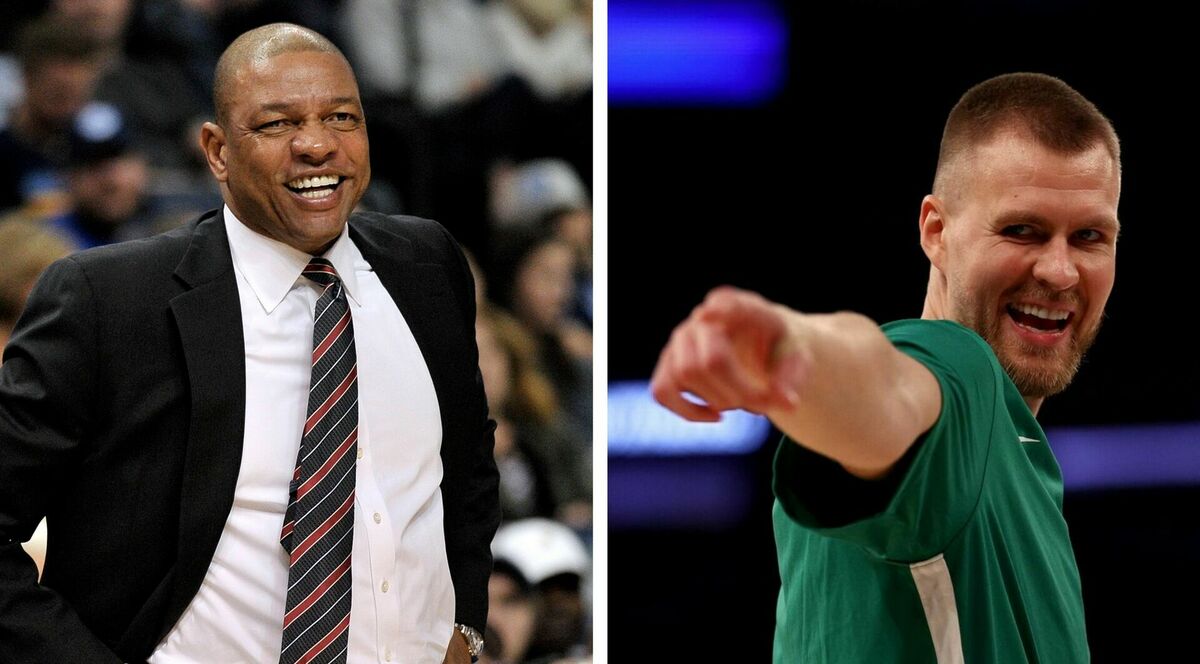 Doks Riverss un Kristaps Porziņģis. Foto: AP Photo/Brandon Dill/Elsa/Getty Images/AFP/Scanpix