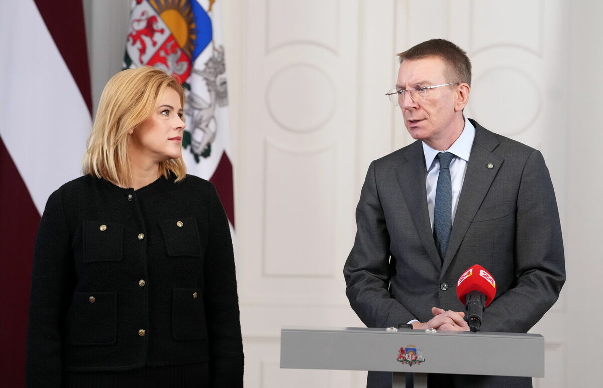  Valsts prezidents Edgars Rinkēvičs un  Ministru prezidente Evika Silņua. Foto: Ieva Leiniša/LETA