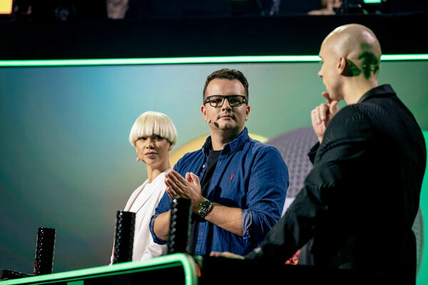 Samanta Tīna, Mārtiņš Kanters un Dons muzikālajā liešovā "Paaudžu duelis" Foto: 360TV