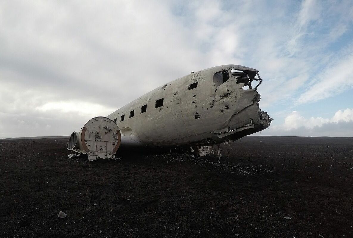 Lidmašīnas vraks Islandē Foto: Pixabay