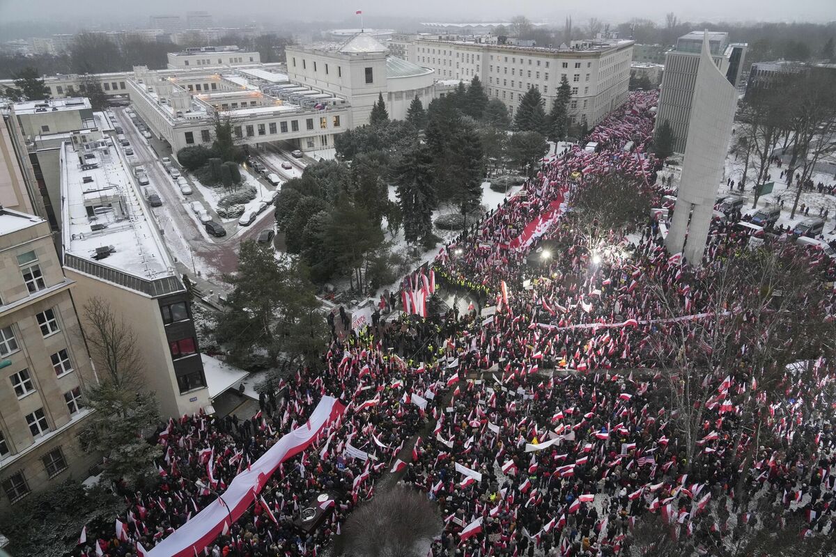 Massive Protest Against Polish Prime Minister Tusk’s Government Sparks Constitutional Crisis: Thousands Demand Release of Political Prisoners