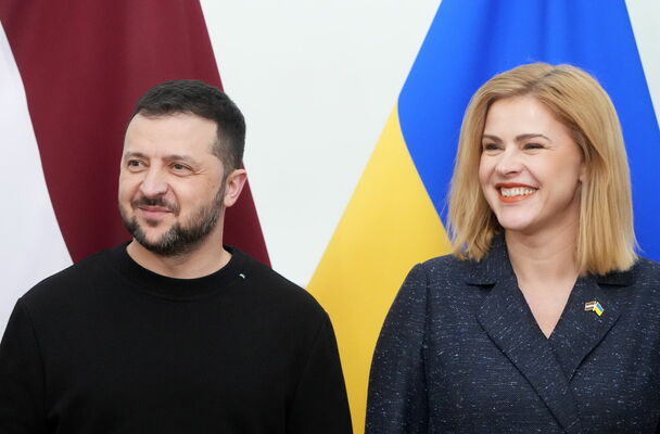 Volodimirs Zelenskis un Evika Siliņa. Foto: ieva Leiniša/LETA