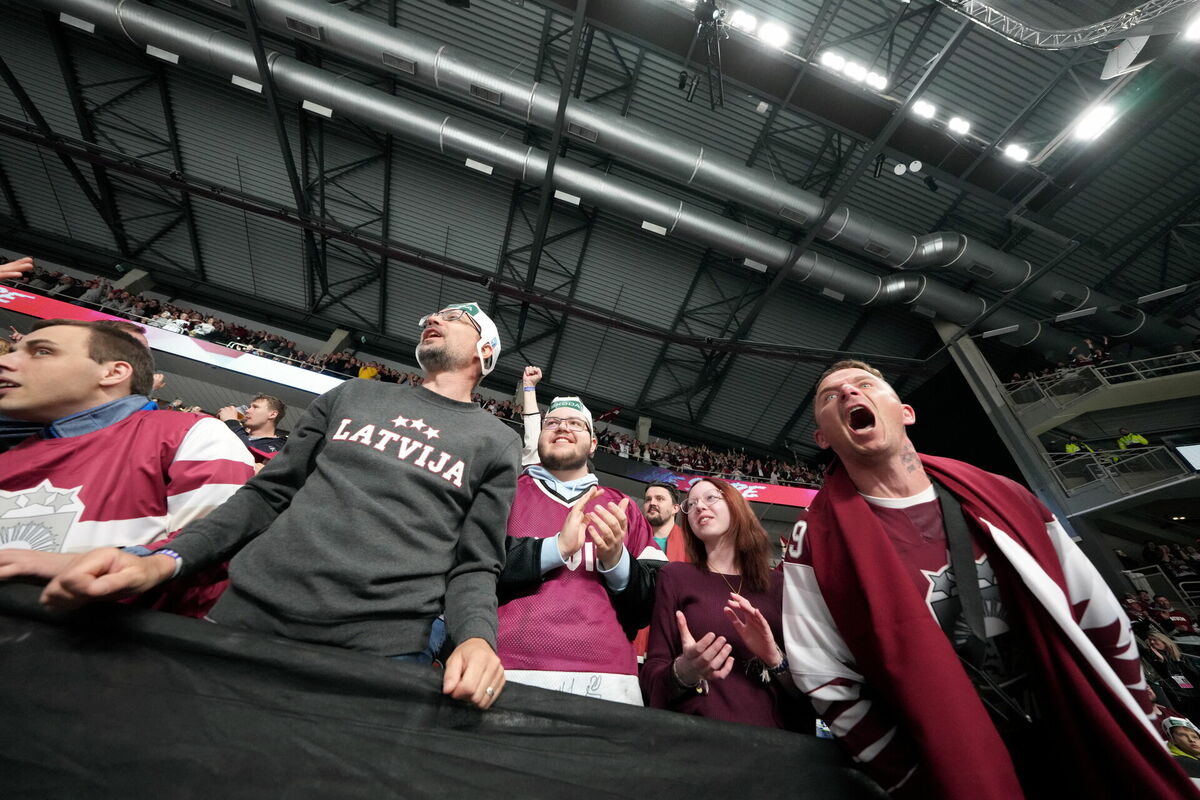 Latvijas hokeja fani. Foto: Edijs Pālens/LETA