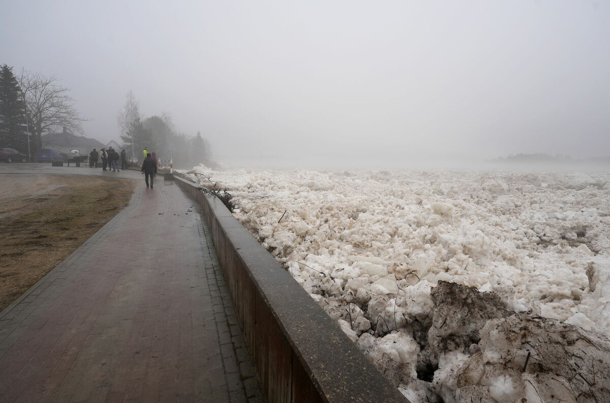 Ledus Daugavā pie Pļaviņām. Foto: Evija Trifanova/LETA