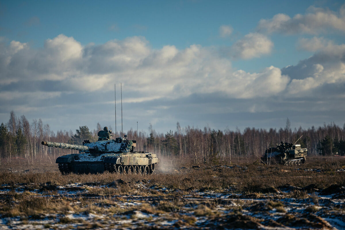 2024. gada februārī Ādažu poligonā notiek NATO paplašinātās klātbūtnes Latvijā kaujas grupas mācības "Ares Strike".  Foto: seržants Ēriks Kukutis (Aizsardzības ministrija)