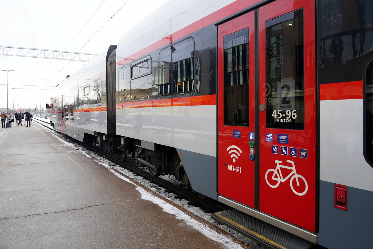 Lietuvas uzņēmuma "LTG Link" vilciens. Foto: Evija Trifanova/LETA