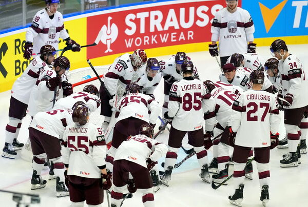 Pasaules hokeja čempionāta spēle starp Latvijas un ASV valstsvienībām . Foto: Edijs Pālens/LETA