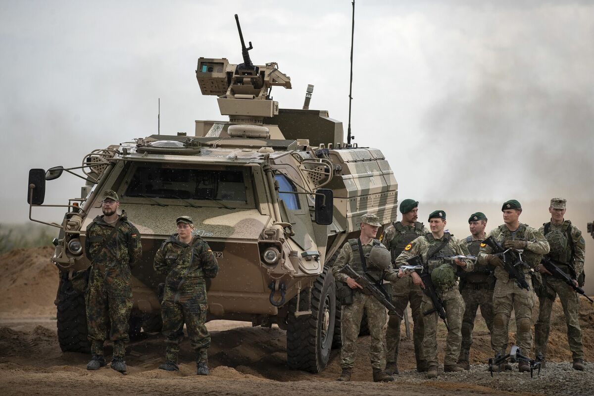 Vācijas karavīri apmācībās Lietuvā. Foto: AP Photo/Mindaugas Kulbis