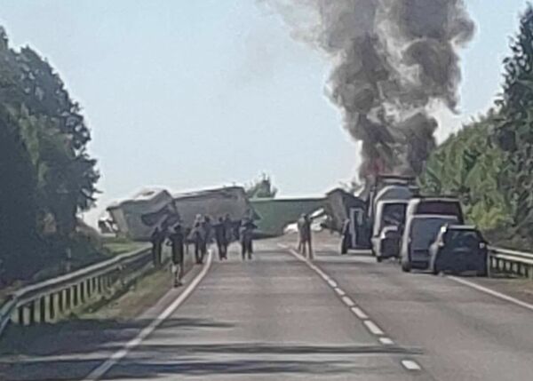 Ceļu satiksmes negadījums uz Ventspils šosejas. Foto: @Norrmis/X