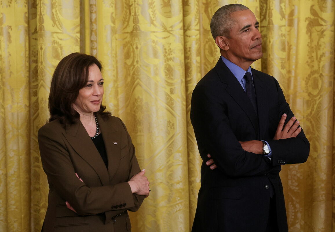 Kamala Herisa un Baraks Obama. Foto: REUTERS/Leah Millis/Scanpix