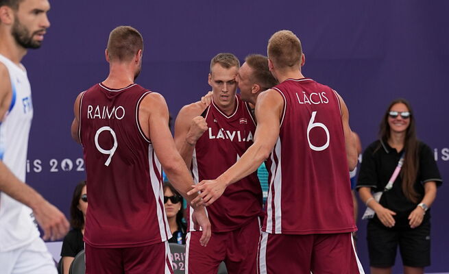 3x3 basketbola komanda. Foto: Edijs Pļens/LETA