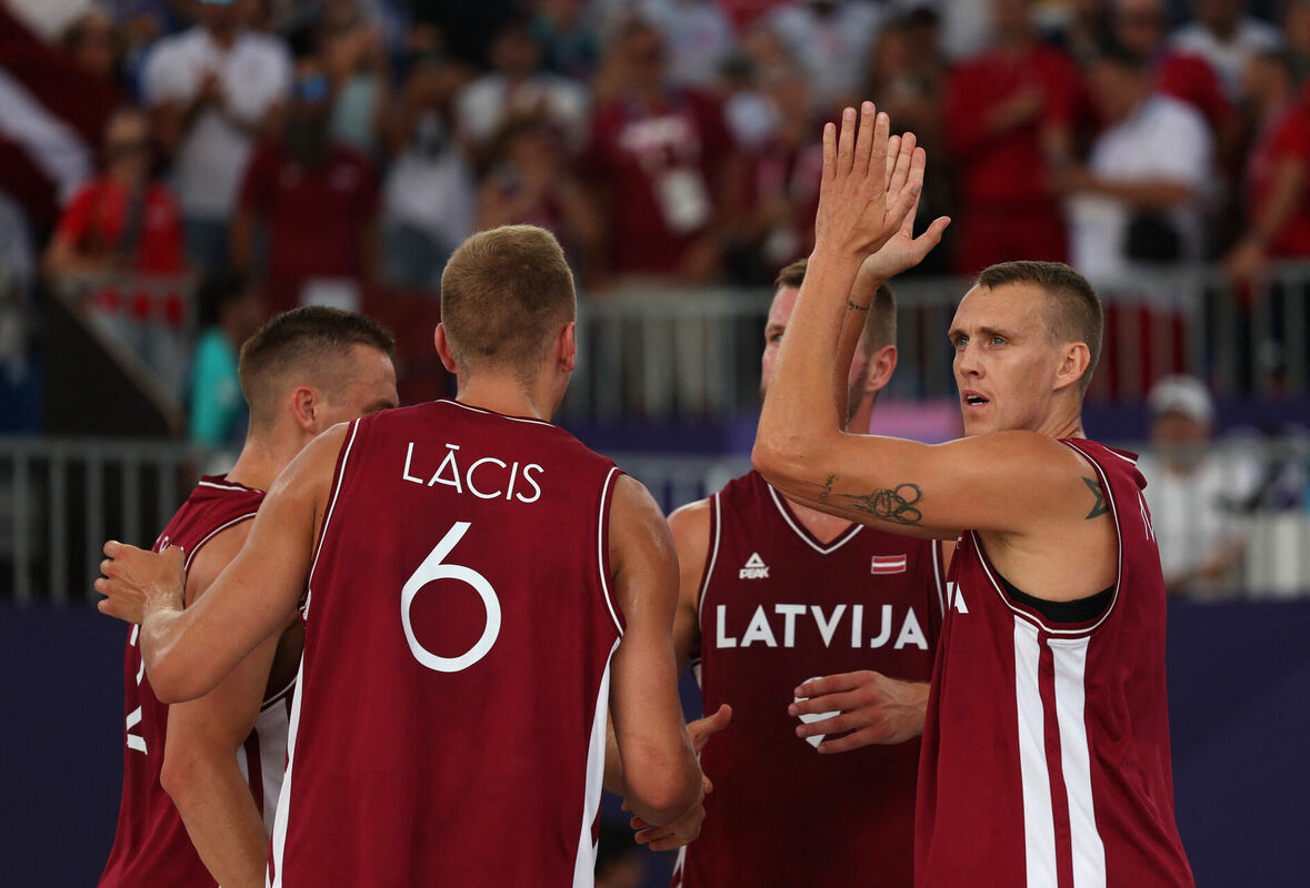 Latvijas 3x3 basketbola komanda. Foto: scanpix/REUTERS/Pilar Olivares