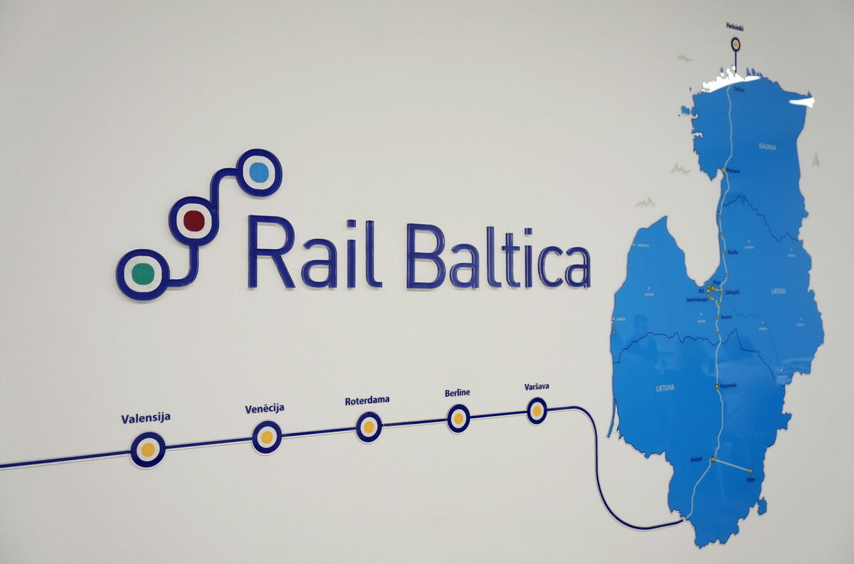 "Rail Baltica" logo. Foto: Zane Bitere/LETA