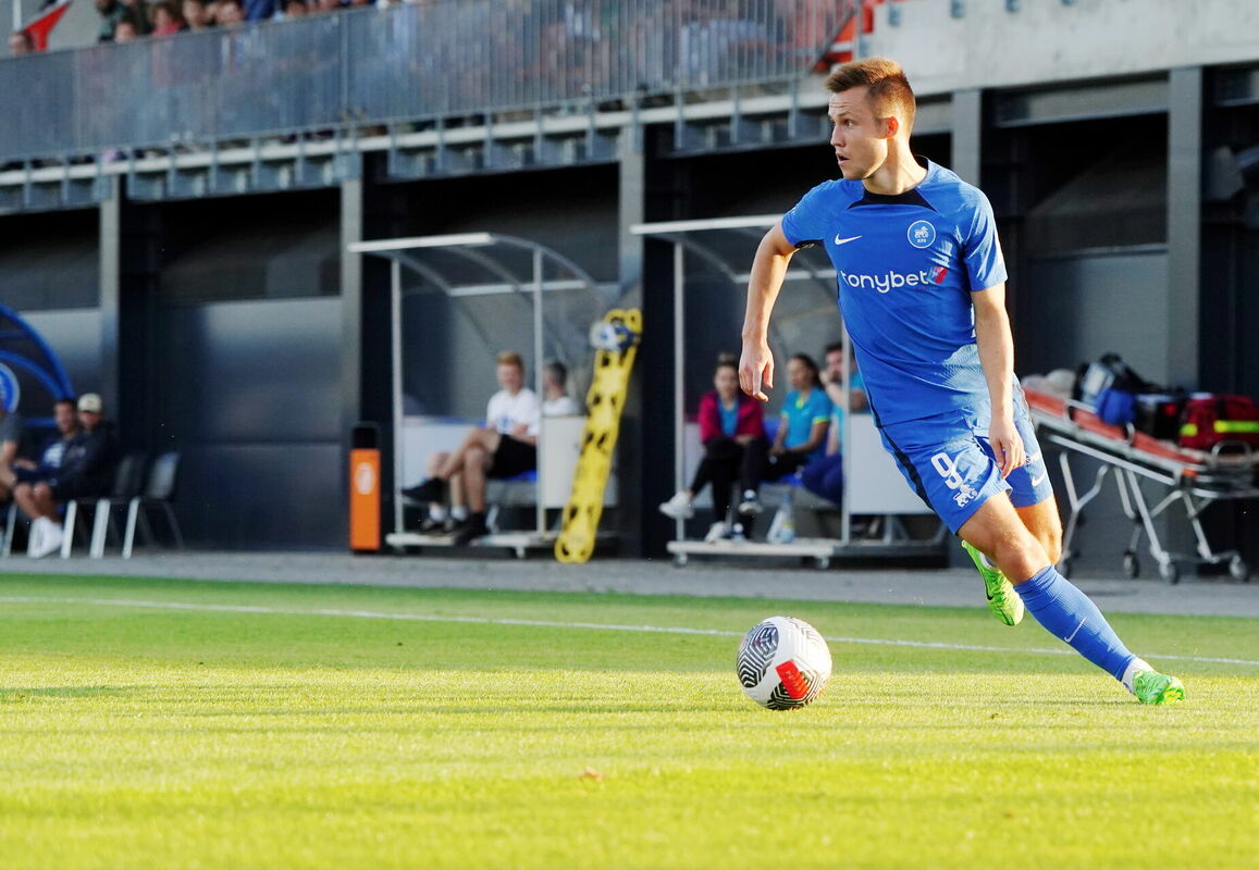 "RFS" spēlētājs Jānis Ikaunieks. Foto: Paula Čurkste/LETA