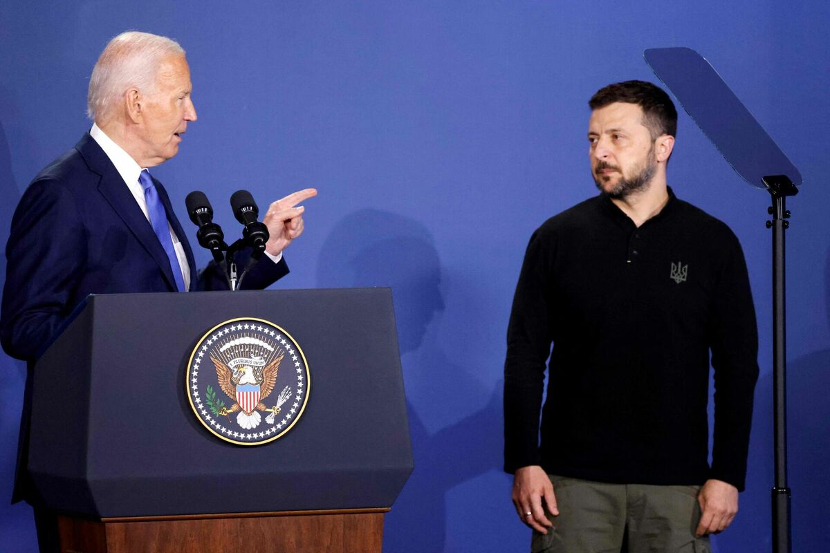 Džo Baidens, Volodimirs Zelenskis. Foto: scanpix/Photo by Ludovic MARIN / AFP