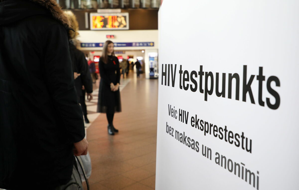 HIV eksprestestu veikšanas punkts. Foto: Evija Trifanova/LETA