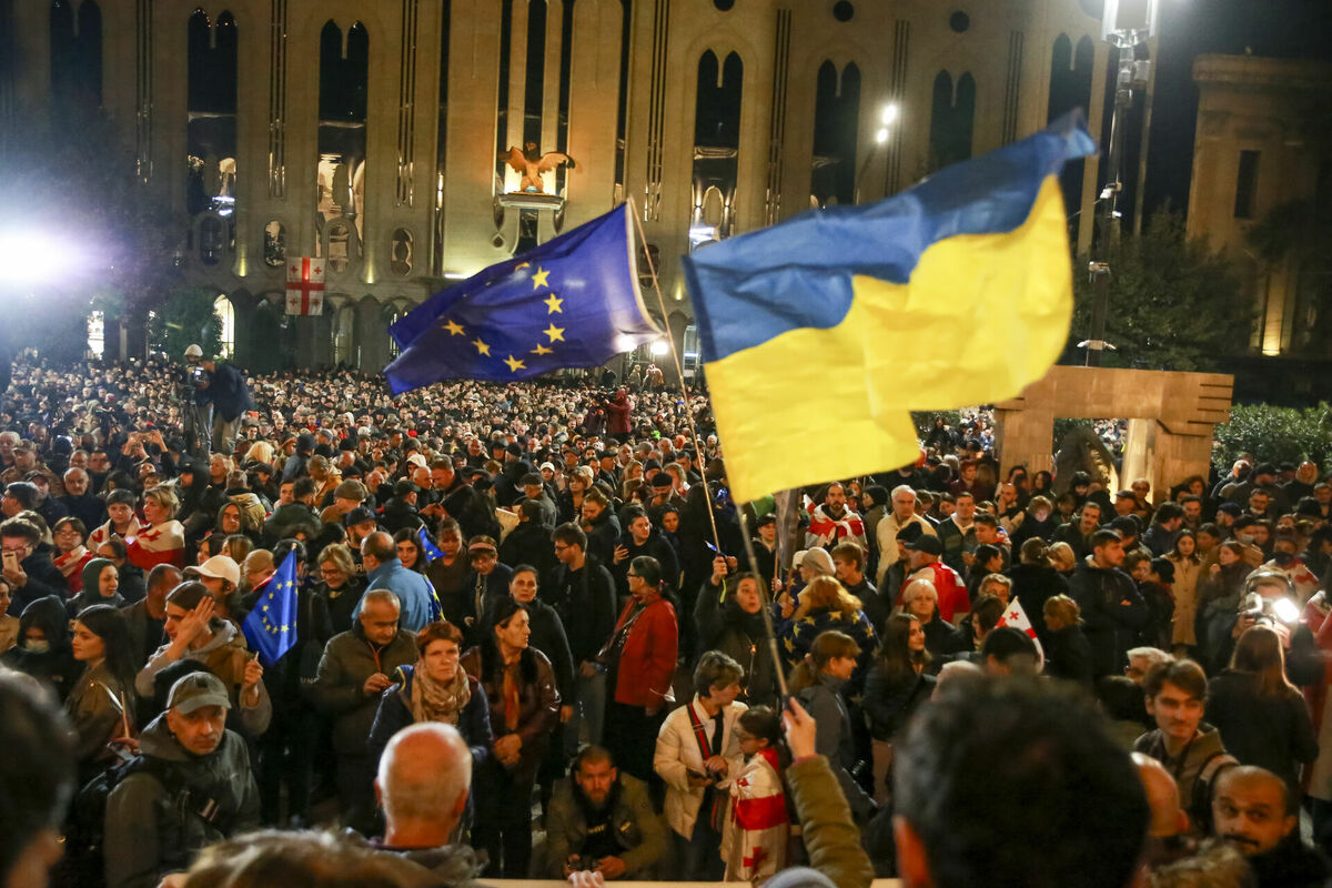 Protesti Gruzijā. Foto: scanpix/AP Photo/Zurab Tsertsvadze