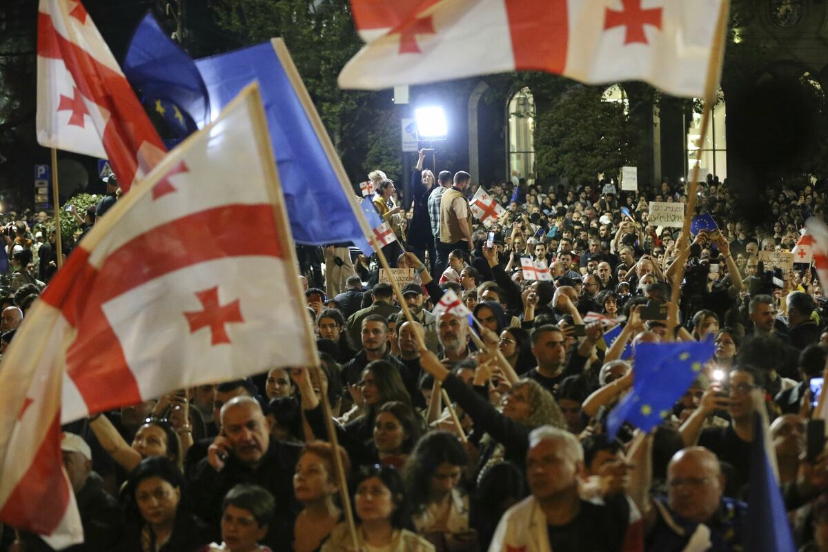 Protesti pret Krievijas ietekmi Gruzijā. Foto: AP Photo/Zurab Tsertsvadze/Scanpix