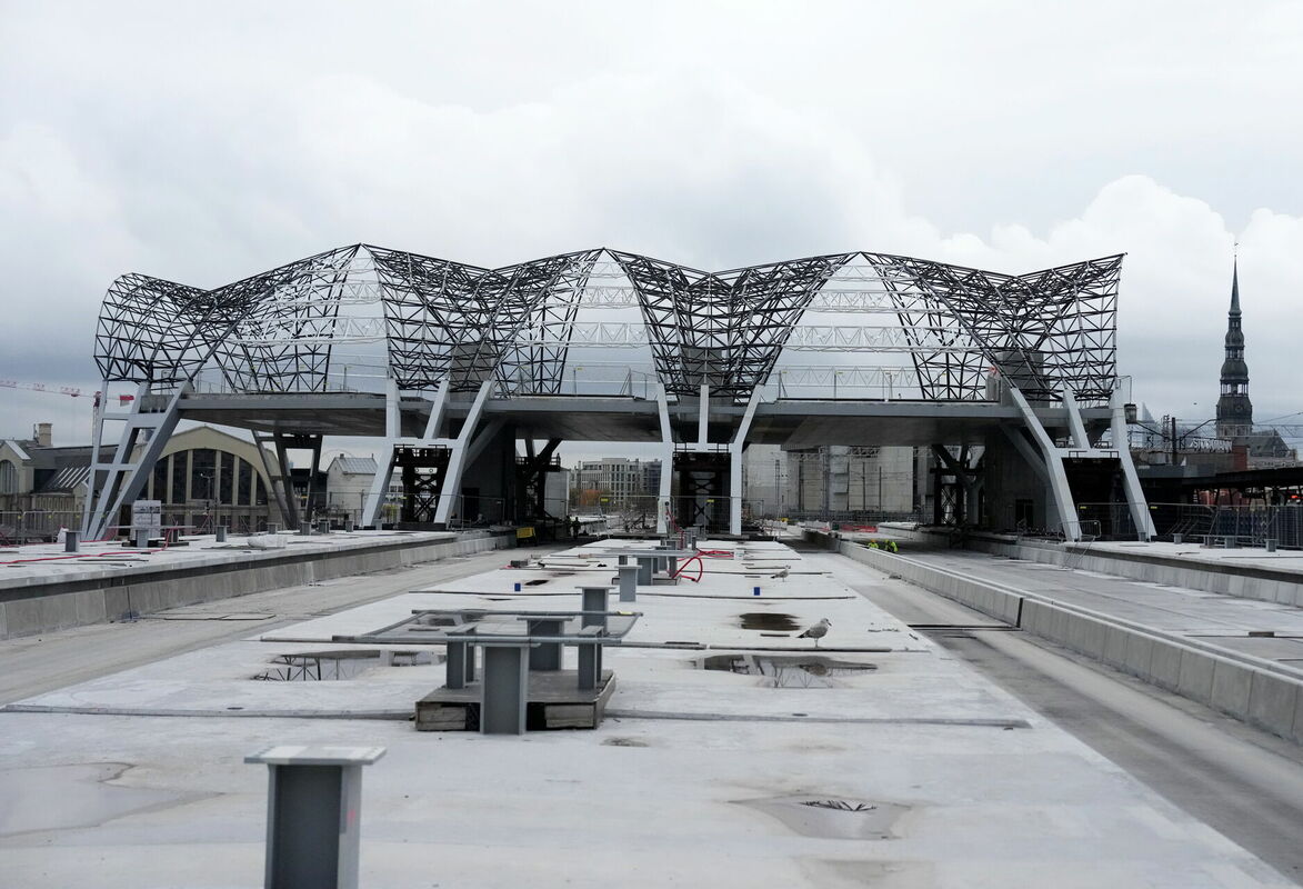 "Rail Baltica" centrālā mezgla būvlaukums Rīgas Centrālajā stacijā. Foto: Edijs Pālens/LETA