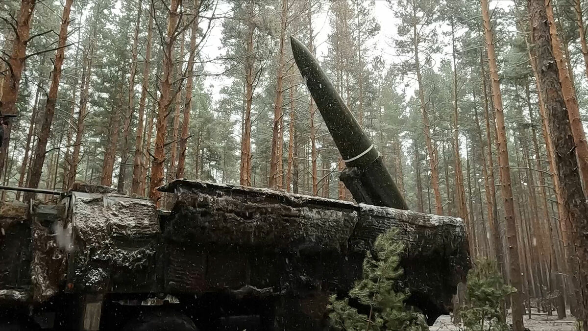 Ballistiskā raķete. Foto: scanpix/Russian Defense Ministry Press Service via AP)