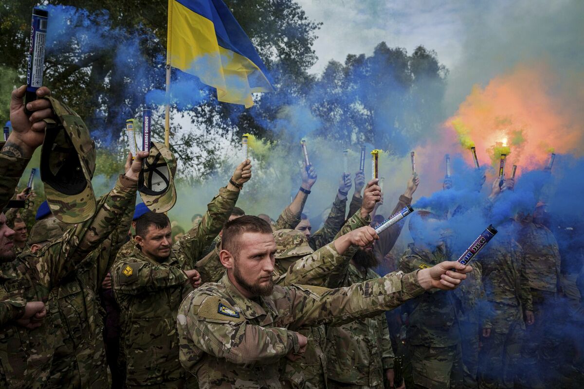 "Azov" brigāde. Foto: AP Photo/Evgeniy Maloletka/Scanpix