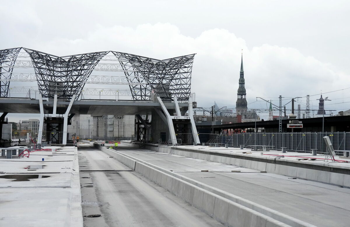 "Rail Baltica" centrālā mezgla būvlaukums Rīgas Centrālajā stacijā. Foto: Edijs Pālens/LETA